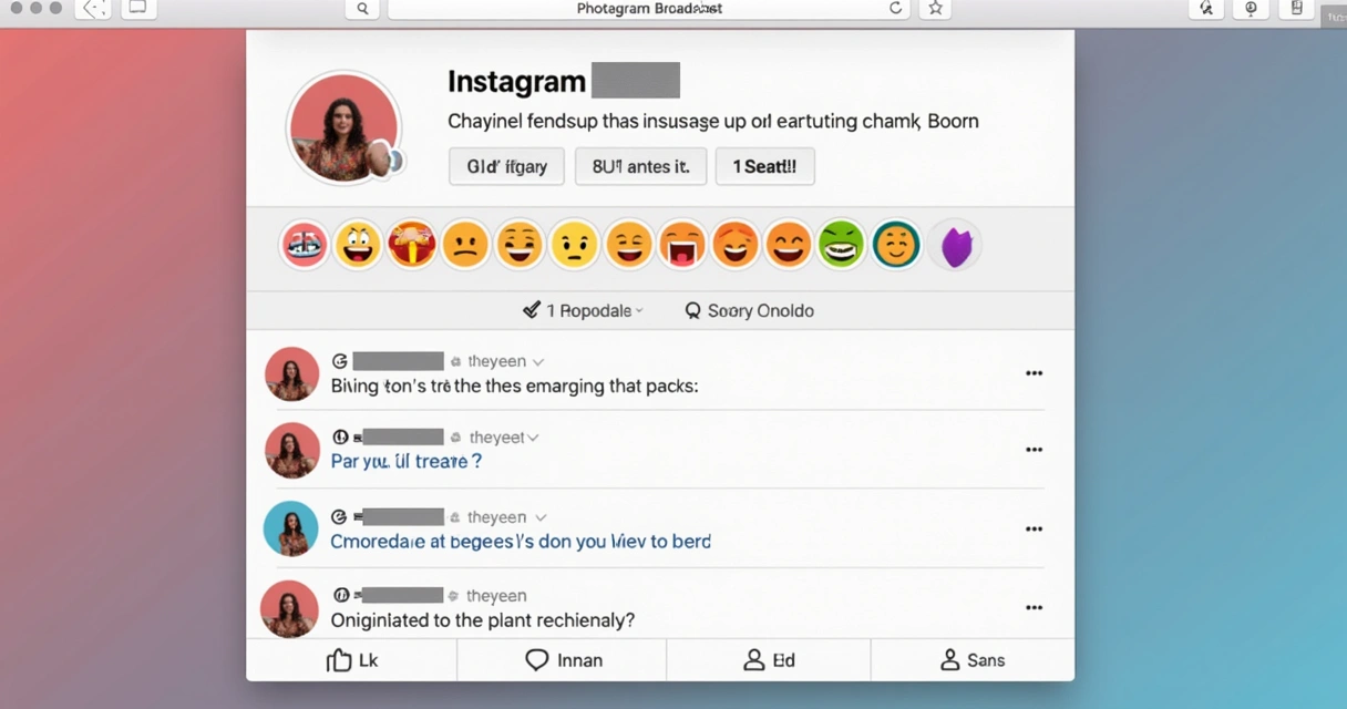 Enquete no canal de transmissão do Instagram com emojis de resposta 