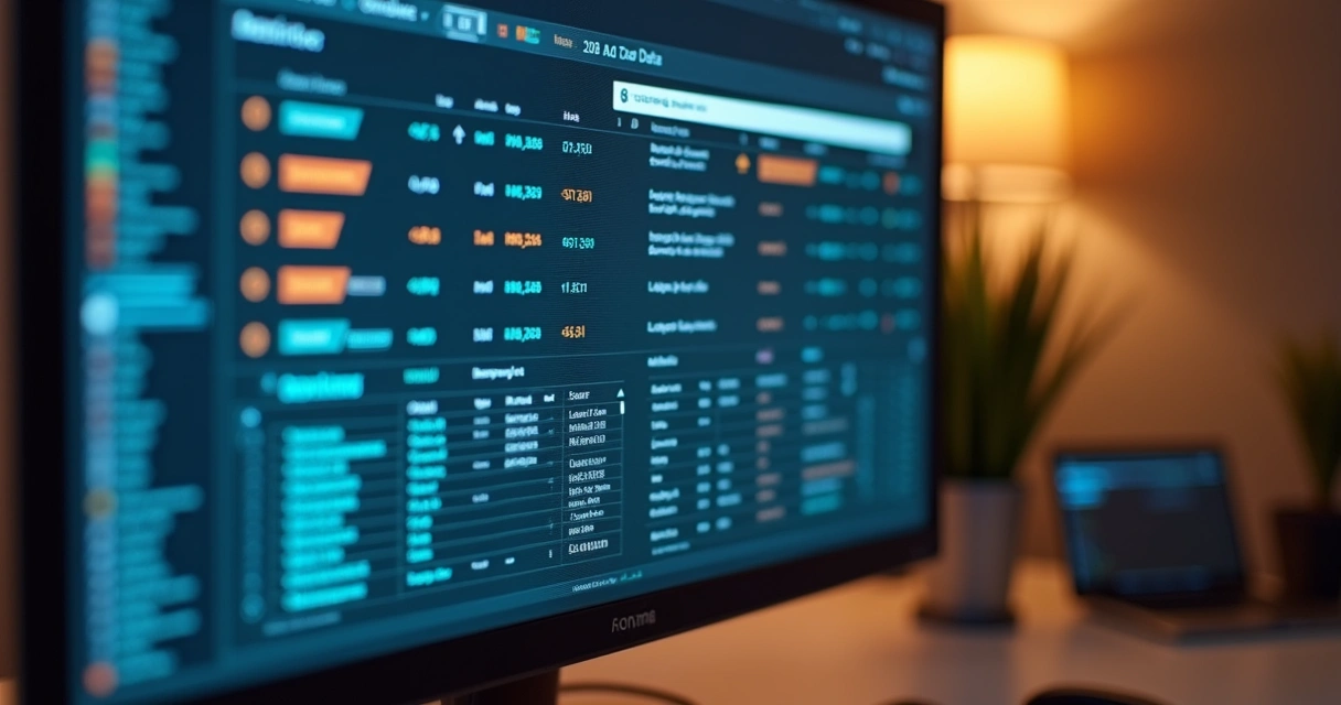 Tela de computador com dados empresariais enriquecidos visíveis