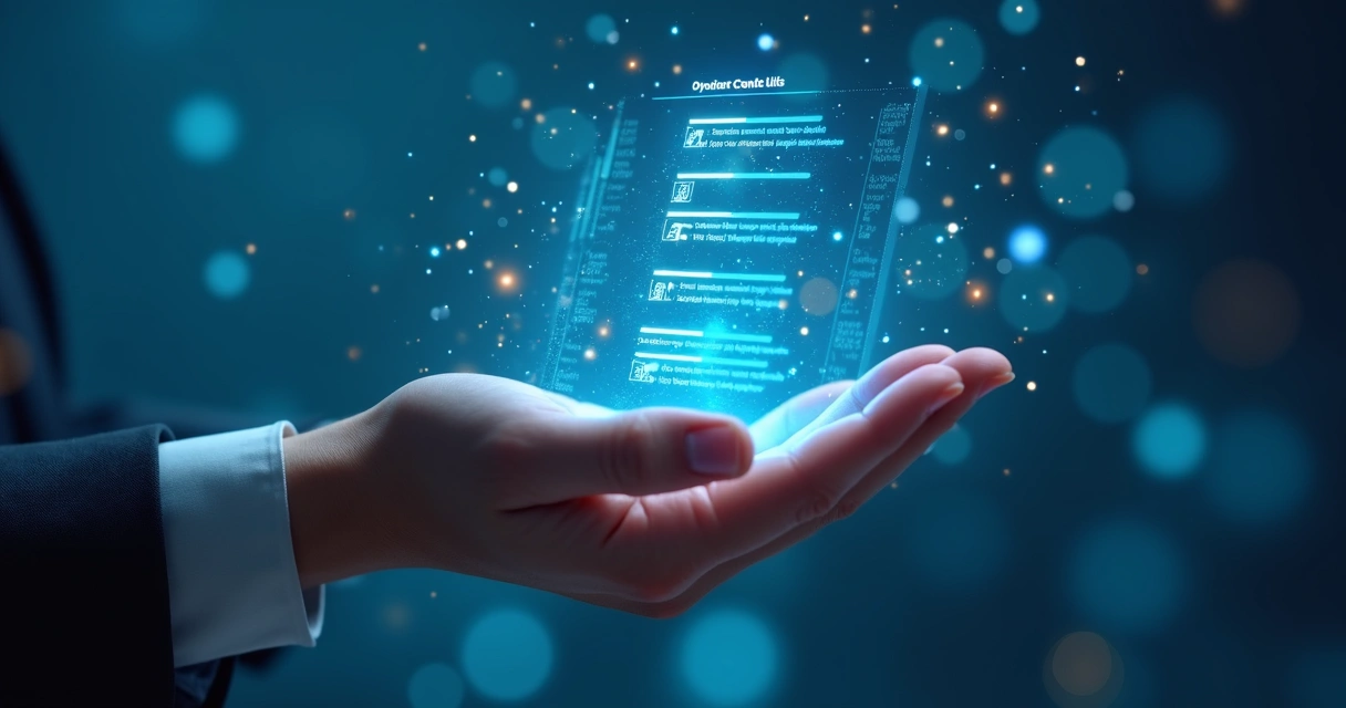 Conceito visual de enriquecimento de dados em listas empresariais 