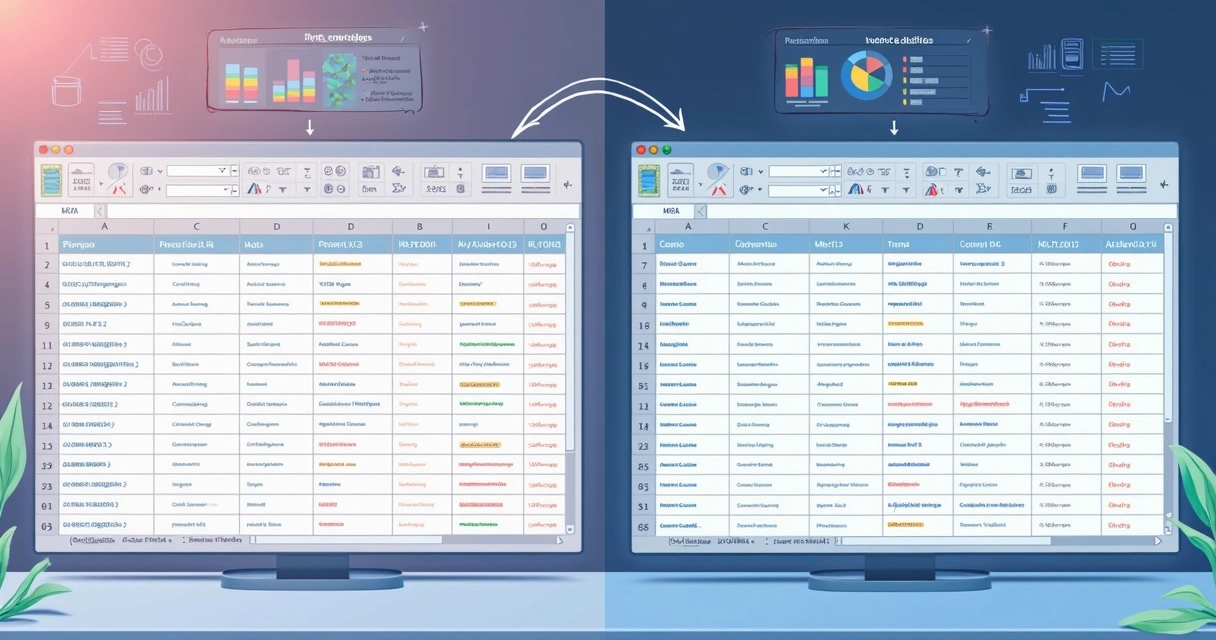 Planilha antes e depois do enriquecimento de dados. 