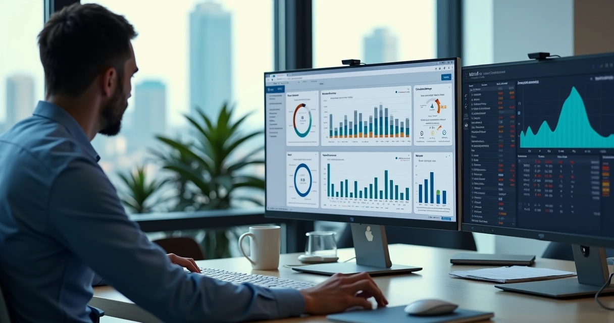 Tela de computador com gráficos de enriquecimento de dados cadastrais 