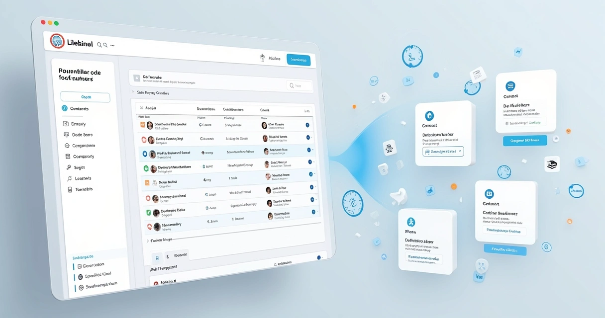 Exemplo visual de enriquecimento de contatos comerciais 