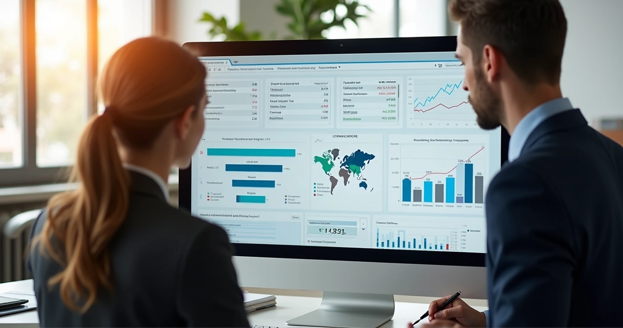 Profissional de marketing analisando dados de leads B2B em tela 