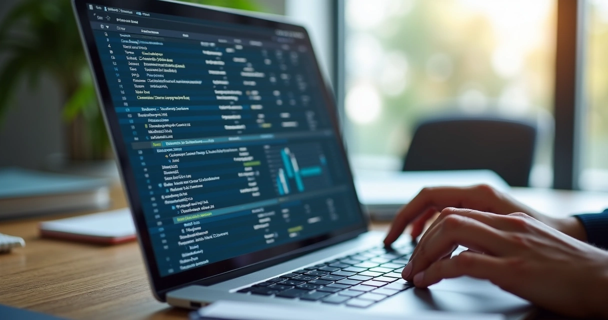 Planilha de contatos sendo enriquecida automaticamente em laptop 