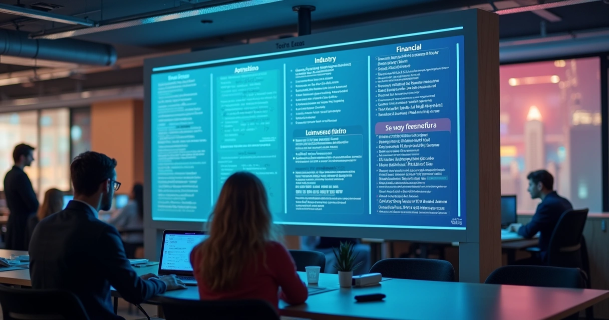 Diferentes setores sendo enriquecidos com dados em um painel digital 