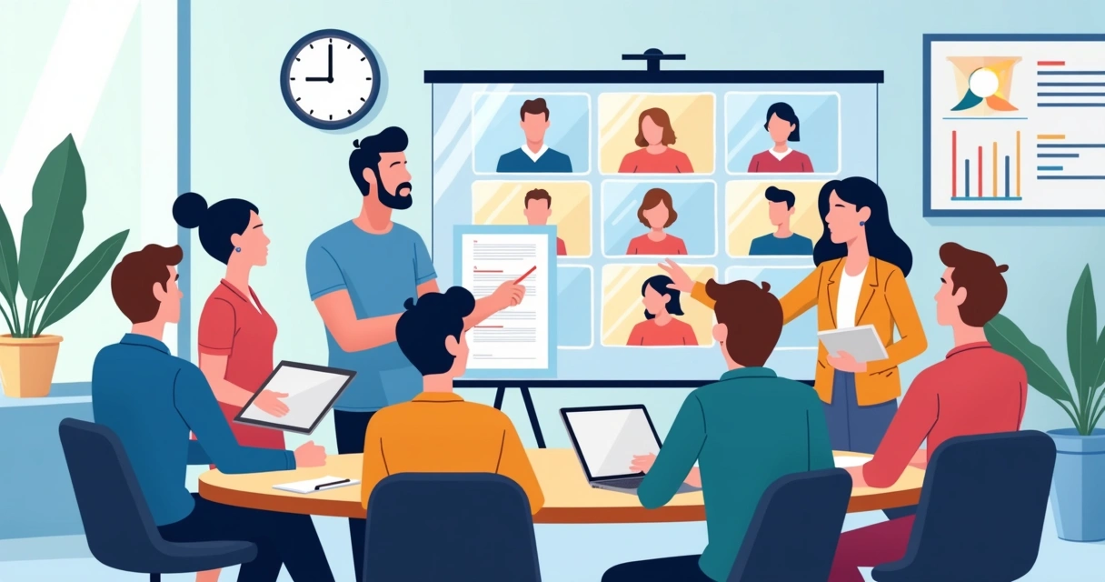 Equipes reunidas participando de treinamento presencial e online, representando diferentes modalidades de ensino 