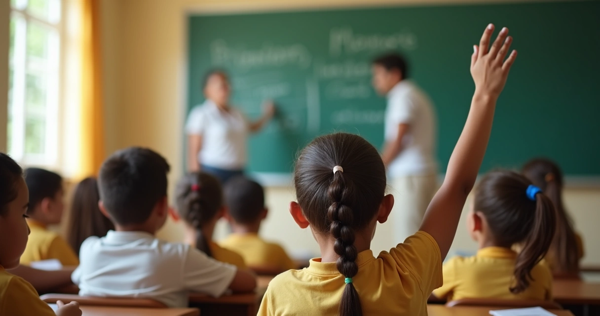 Criança aprendendo em sala de aula 