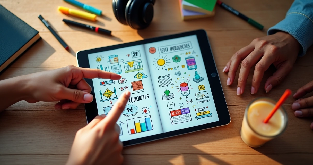 Fanzine digital com ilustrações de tecnologia educacional