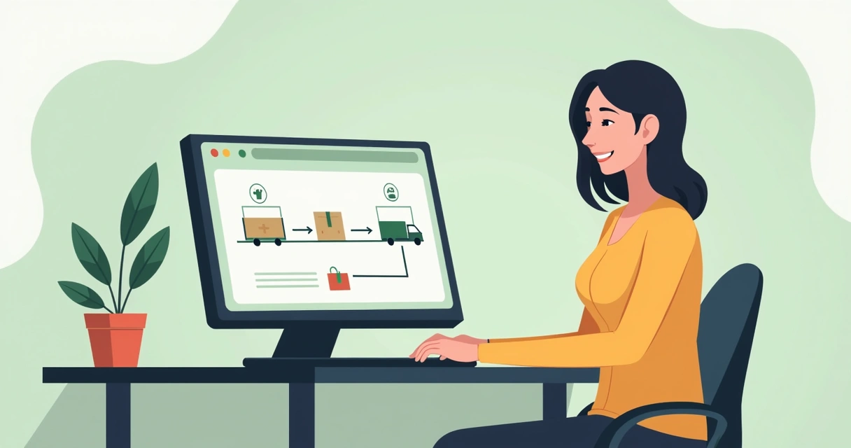 Cliente acompanhando rastreamento do pedido no computador. 