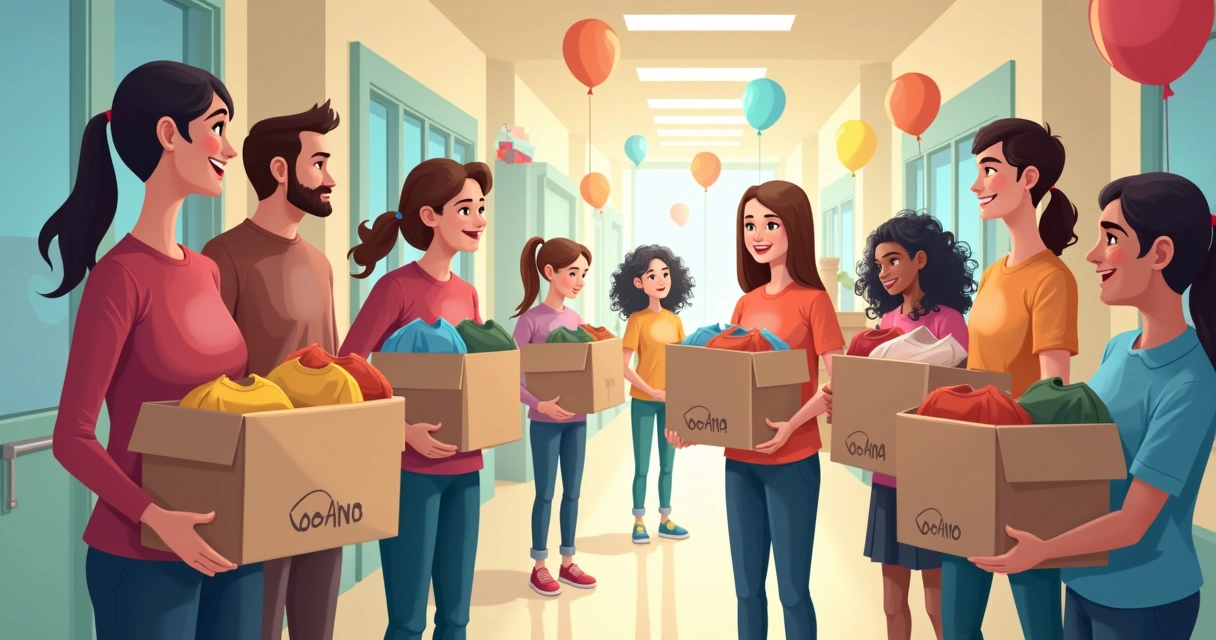 Entrega de caixas com camisetas personalizadas do nono ano para comissão