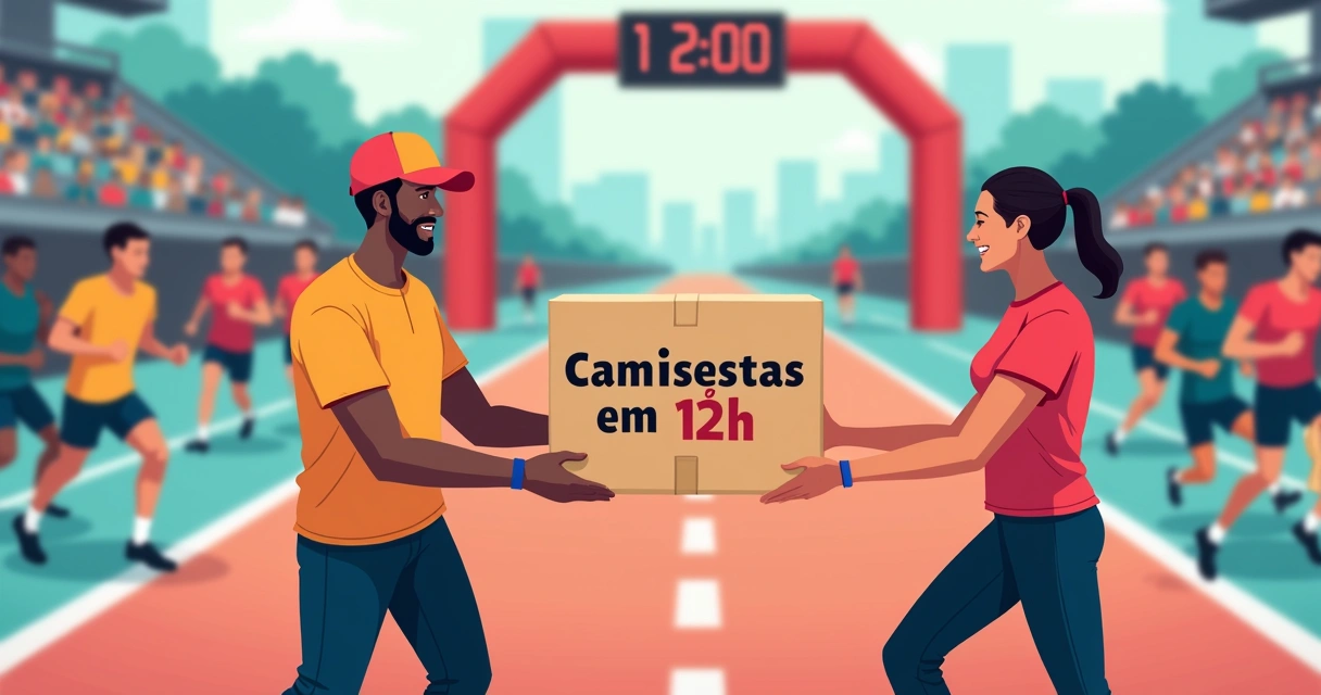 Caixa de camisetas personalizada sendo entregue rapidamente