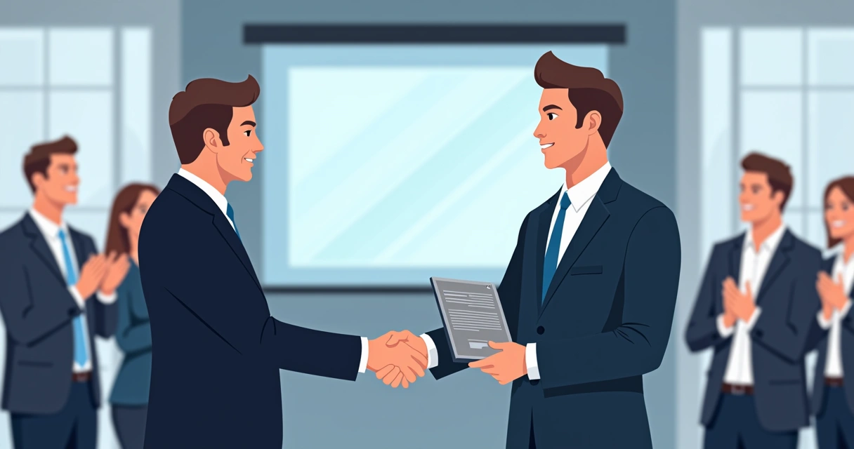Executivo recebendo certificado em aço inox em evento corporativo 