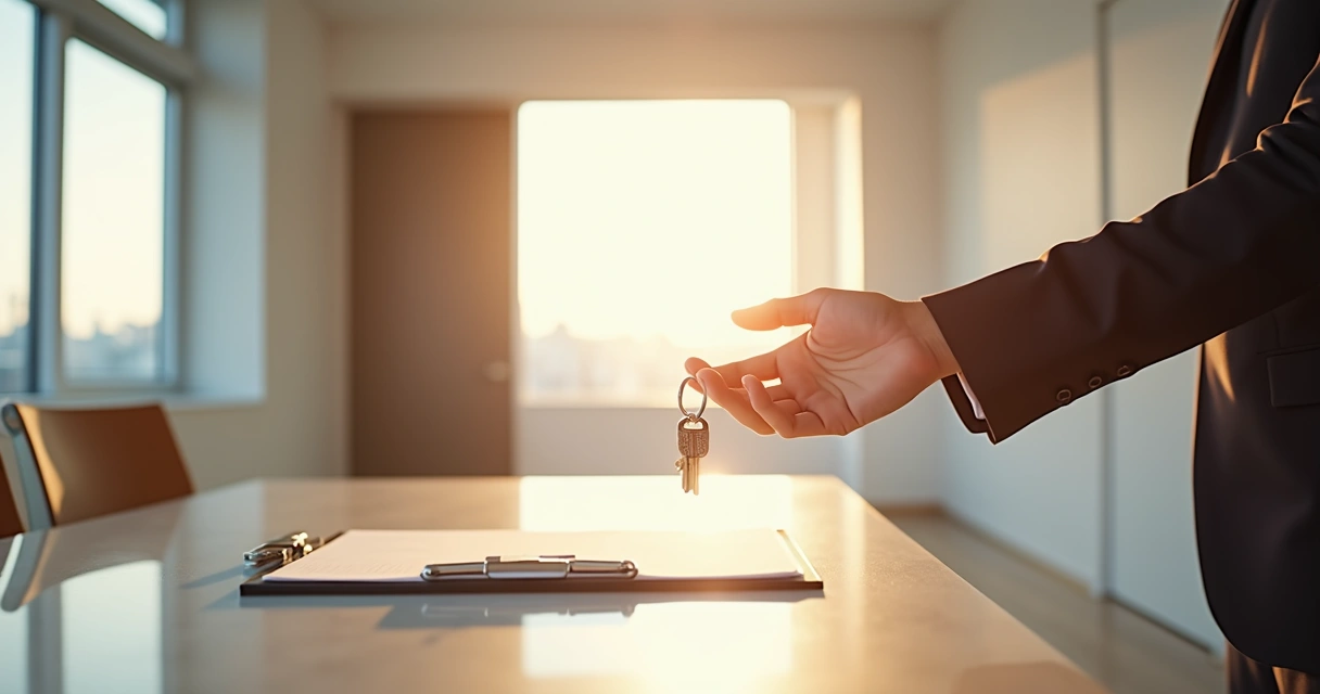 Pessoa recebendo as chaves de um apartamento novo em vistoria 