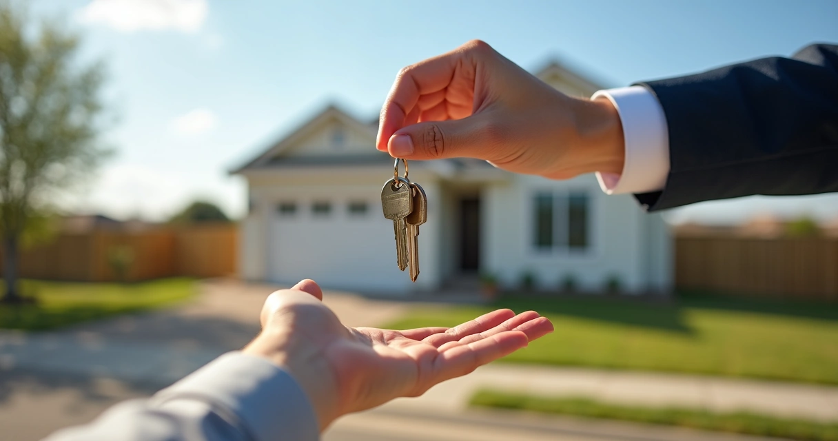 Entrega das chaves para compradores de casas isoladas novas 