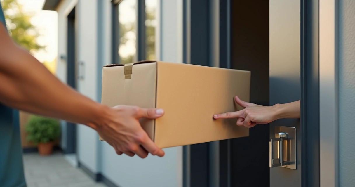 Entrega de pacote anônimo em porta de casa 