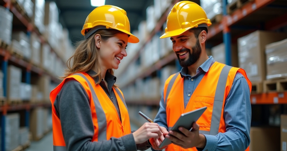 Colaborador recebendo EPI com confirmação digital 