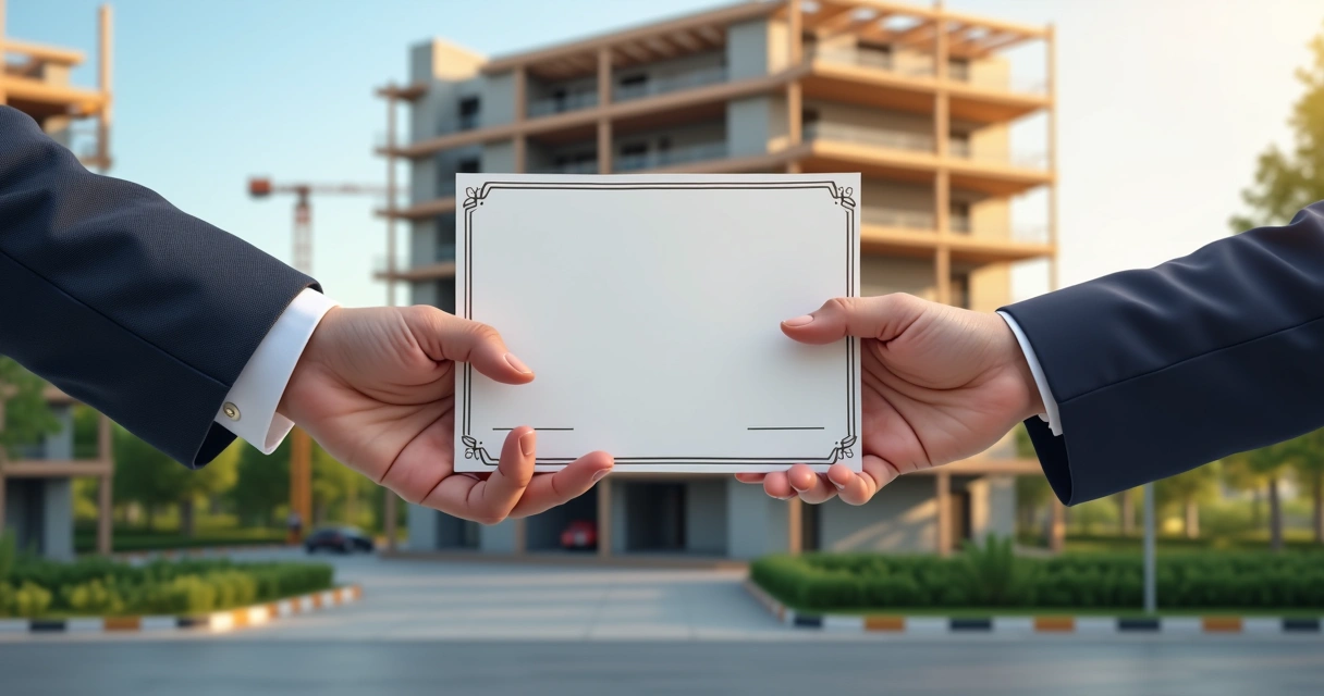 Símbolo de entrega de certificado em obra finalizada 