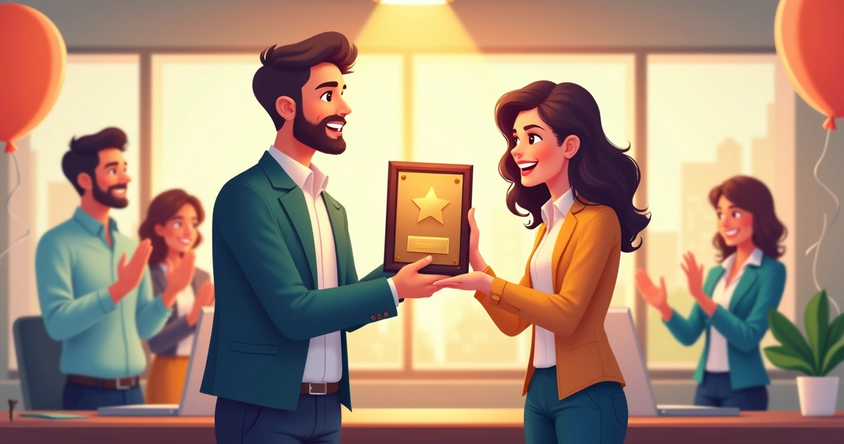 Pessoa recebendo placa de homenagem personalizada 