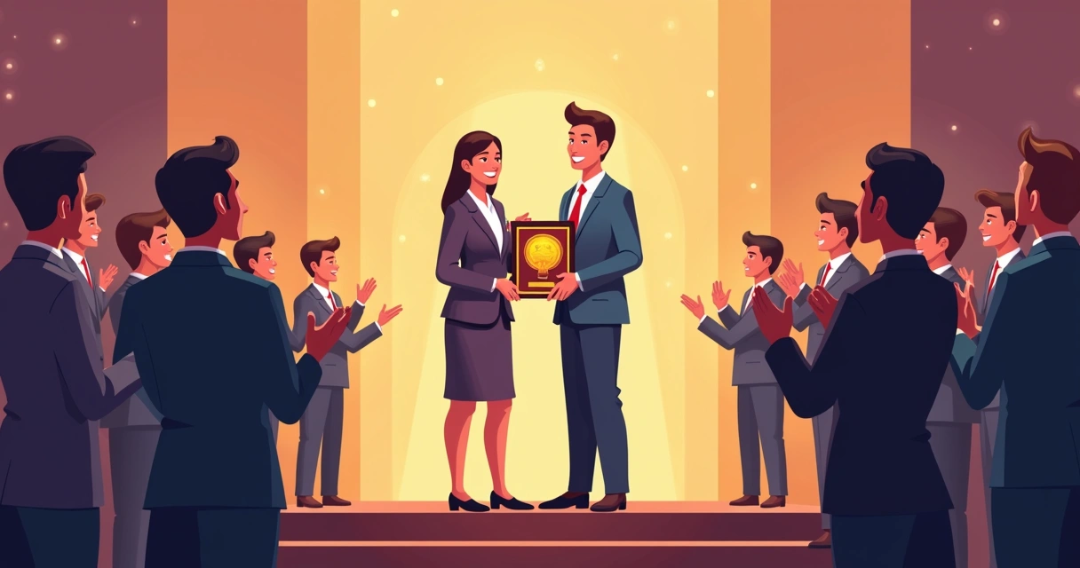 Entrega de placa de homenagem em evento com pessoas sorrindo 