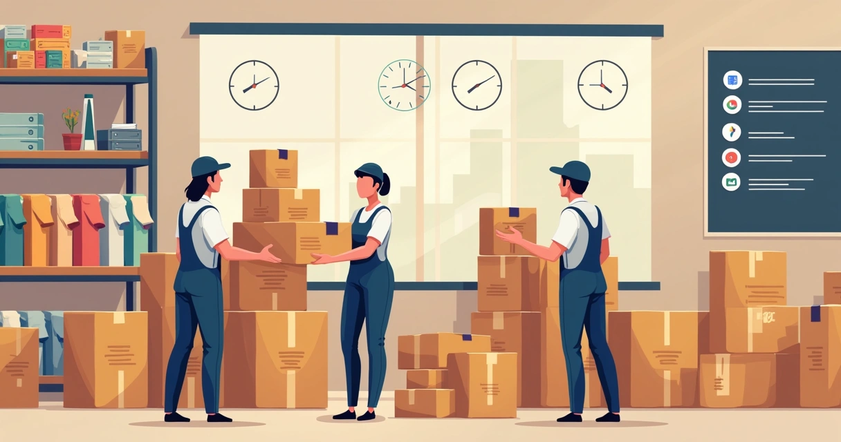 Equipe organizando caixas de camisetas terceirão para entrega rápida em SP 