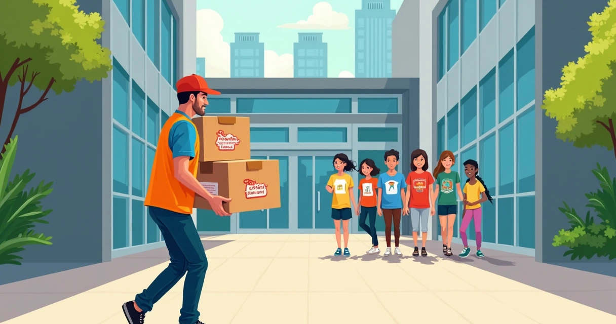 Encomendas de camisetas personalizadas sendo entregues rapidamente por entregador em SP