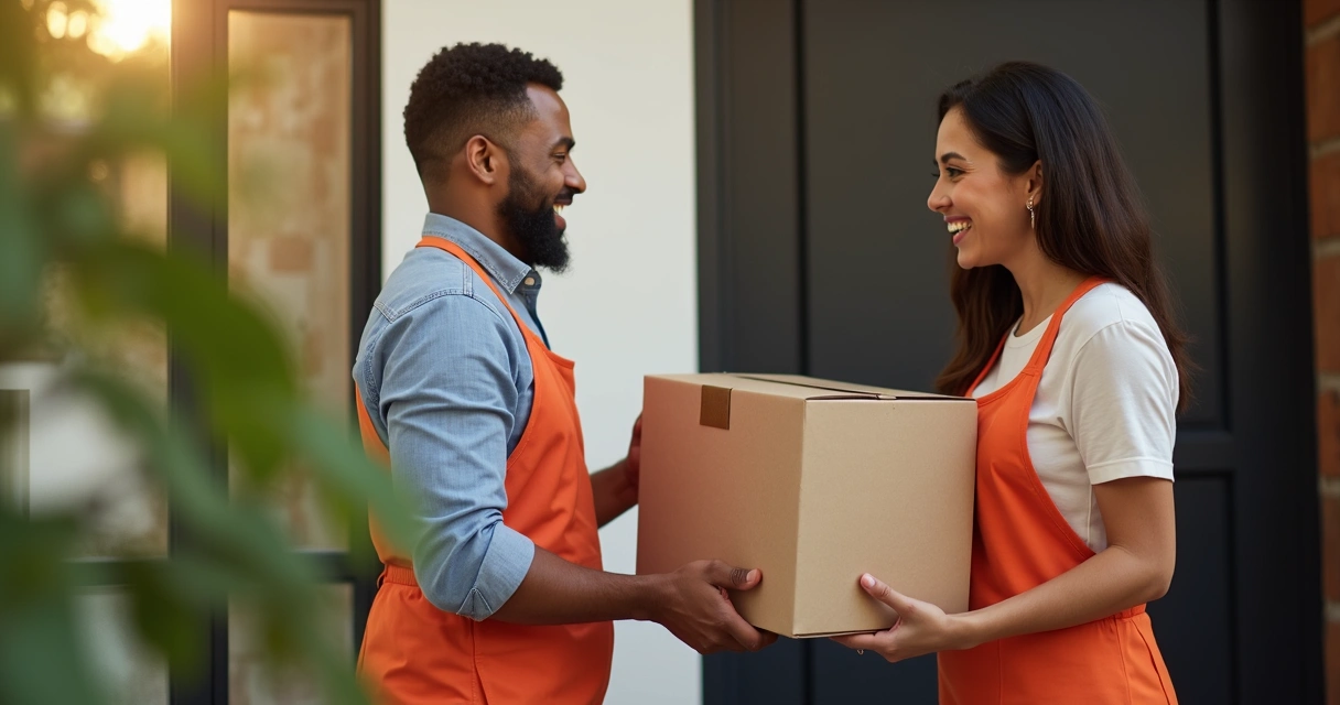 Cliente recebendo entrega rápida