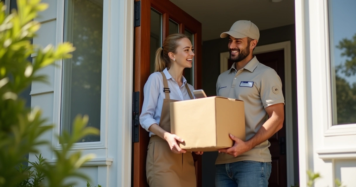 Entrega de pacote a cliente em residência 
