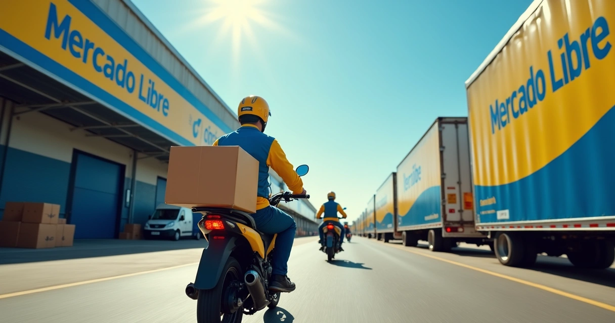 Motoboy saindo do armazém para entrega rápida