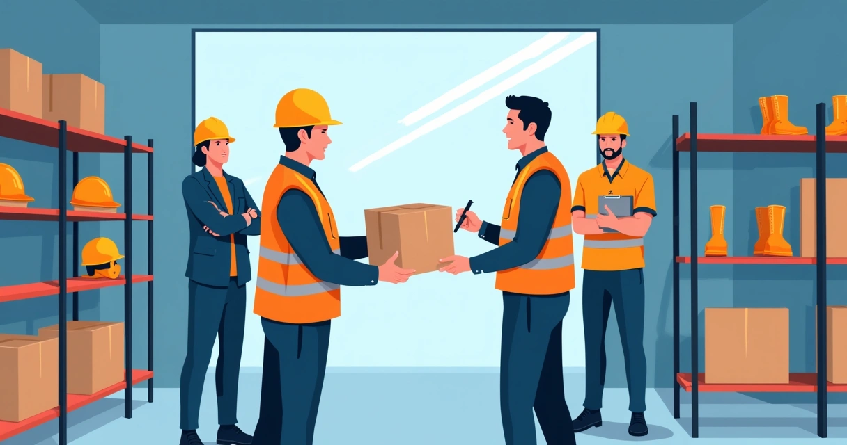Entrega de uniformes en ambiente industrial