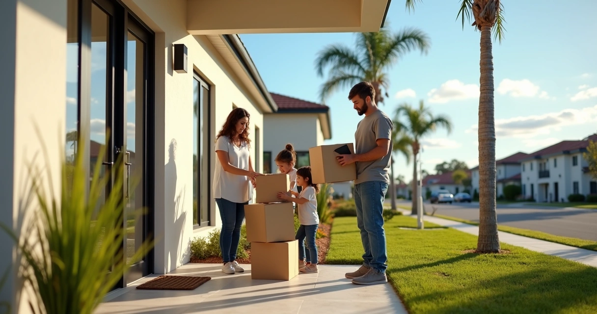 Entregador deixando encomendas na porta de casa de temporada em Orlando 