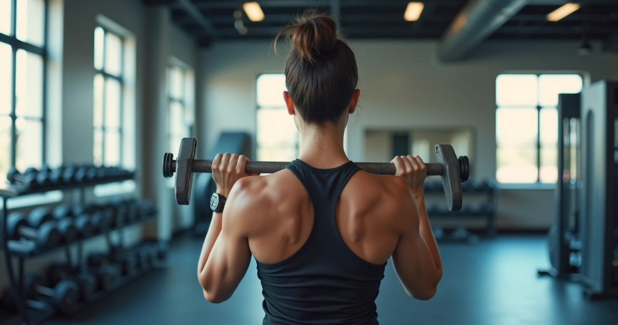 Persona haciendo ejercicio con atención en un gimnasio 