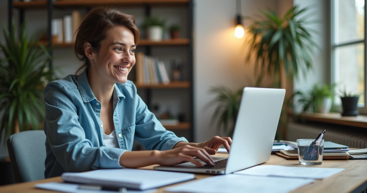 Candidato participando de entrevista online em ambiente organizado 