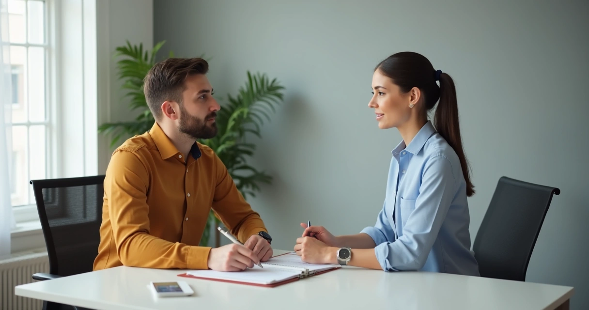 Candidato sendo entrevistado para trabalho operacional 