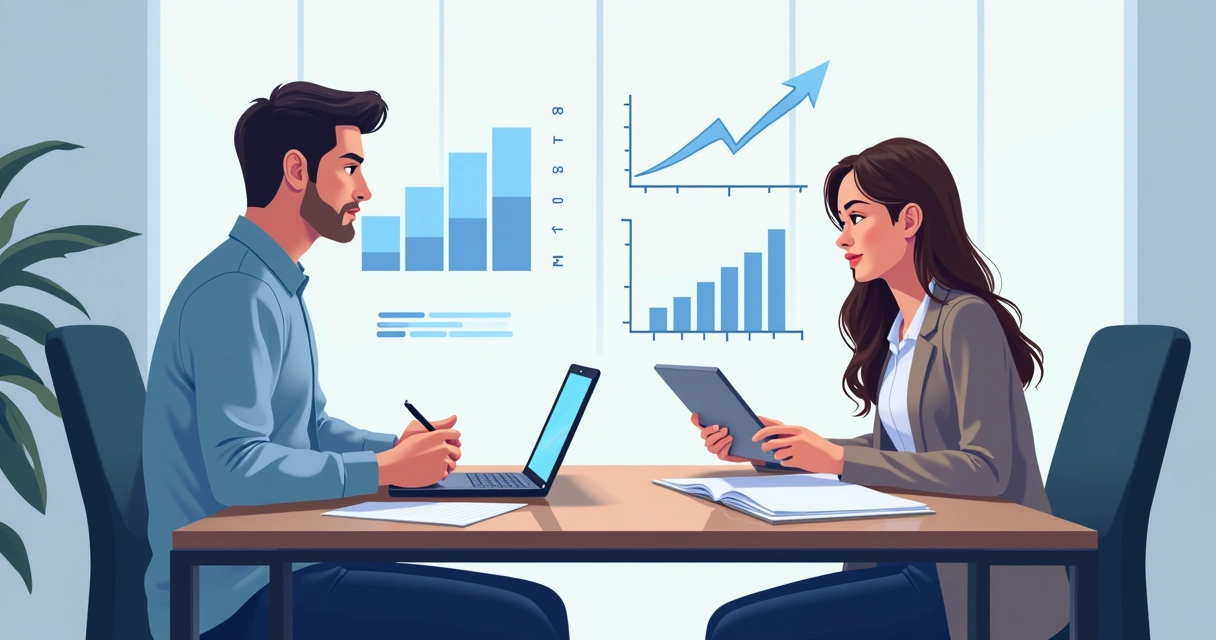 Duas pessoas conversando em uma entrevista para pesquisa de persona