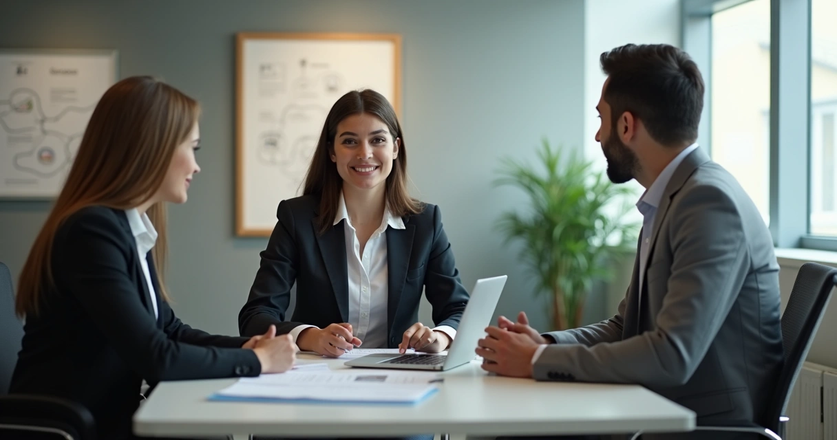 Candidato participando de entrevista de emprego em ambiente moderno 