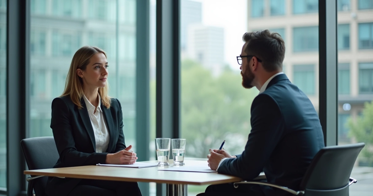 Entrevista de trabalho entre recrutador e executivo 