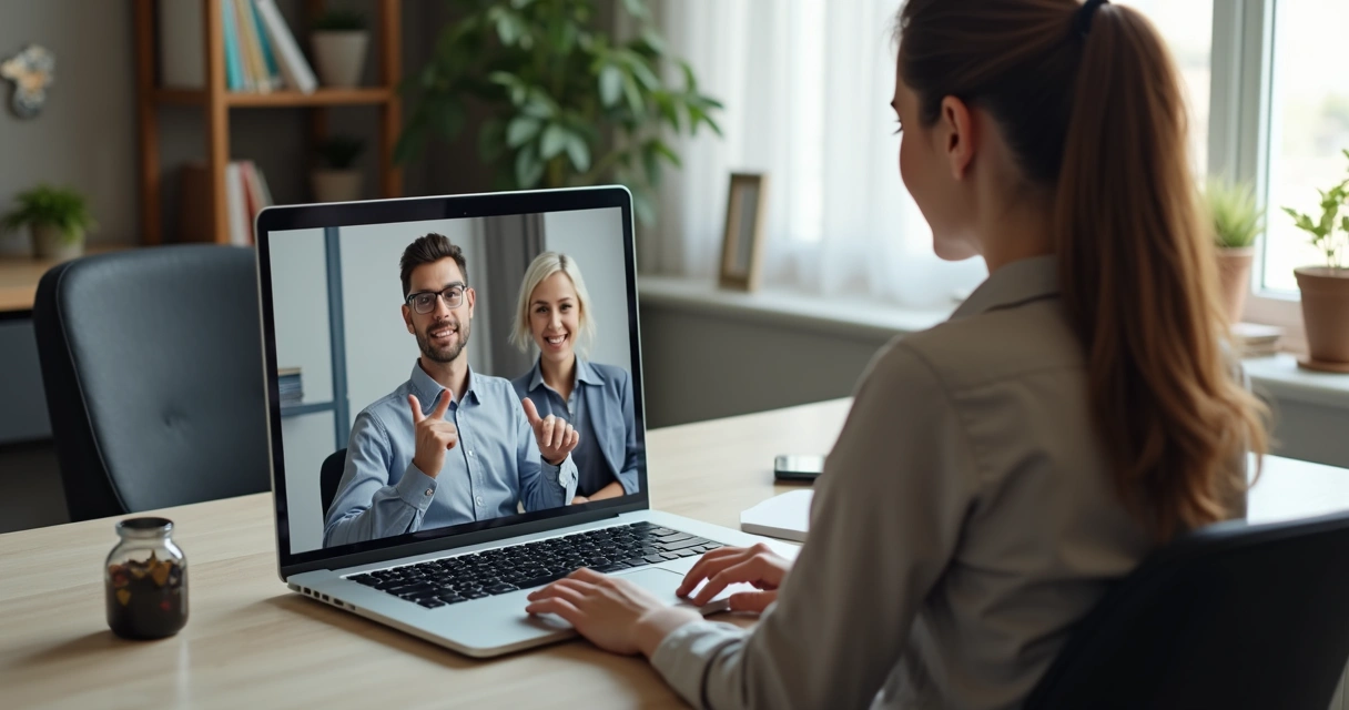 Pessoa participando de entrevista virtual em inglês para vaga de tecnologia 