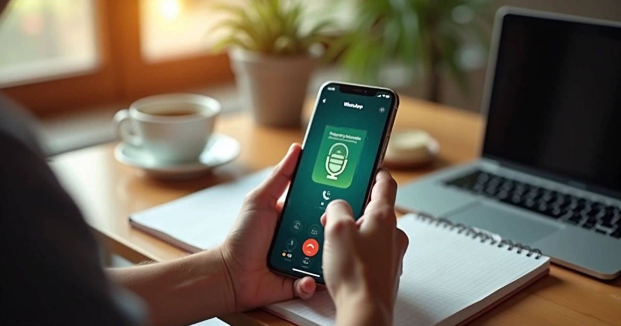 Pessoa segurando celular gravando áudio para criar site 
