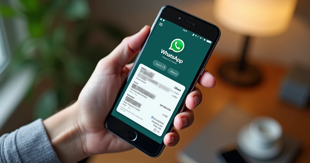 Pessoa segurando celular com WhatsApp aberto enviando comprovante de pagamento para contato 