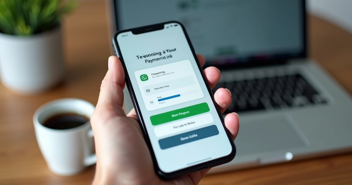 Pessoa enviando link de pagamento pelo smartphone