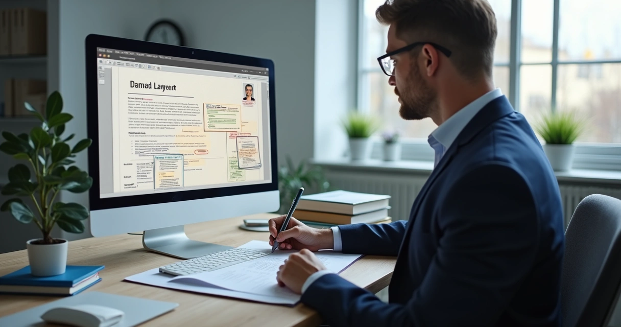 Advogado enviando carta de cobrança digital por computador