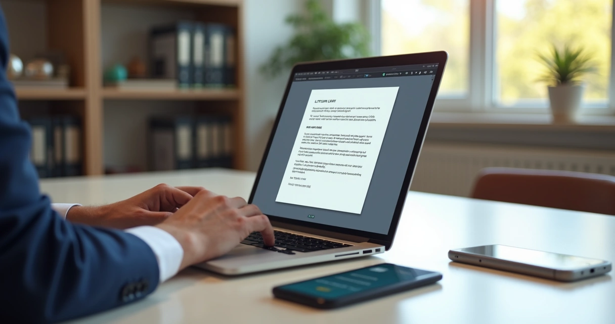 Pessoa usando laptop para enviar carta digital