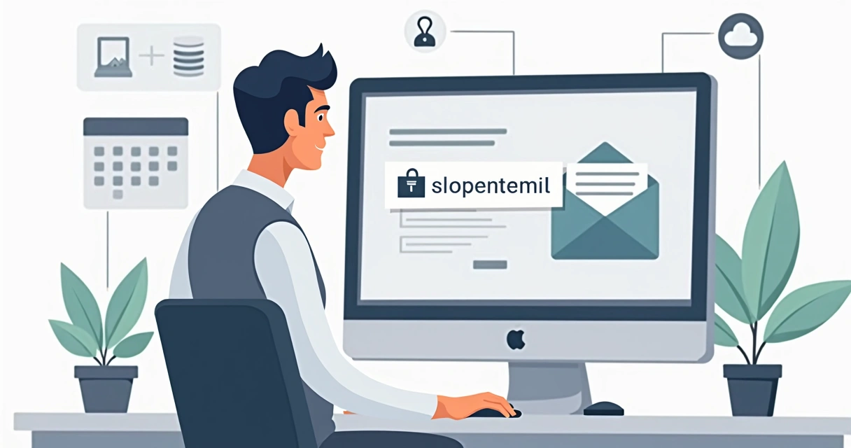 Pessoa enviando um email por computador com domínio personalizado 