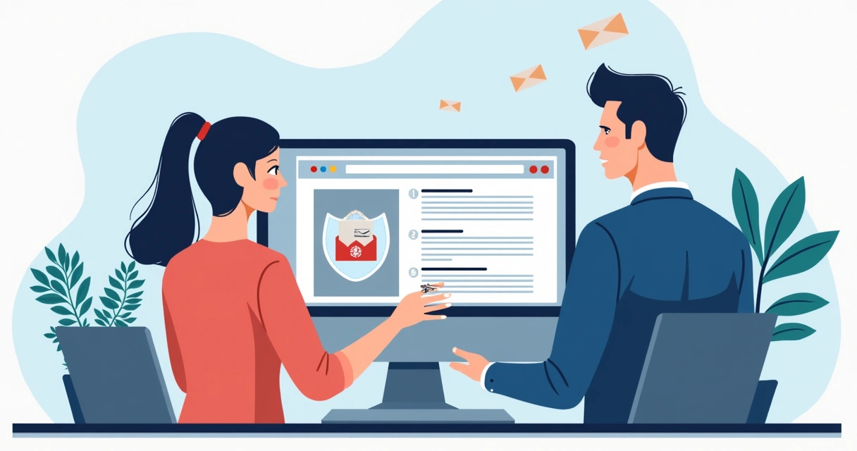 Profissionais enviando mensagens personalizadas de campanha por computador