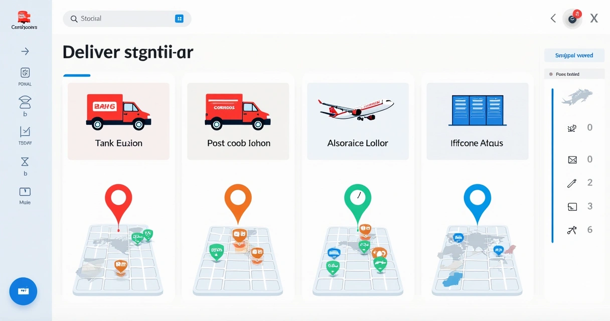 Painel ilustrando opções de envio em plataformas de e-commerce 