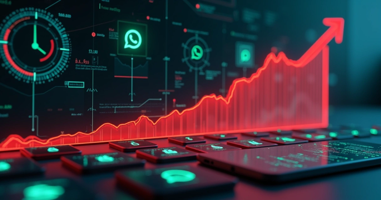 Gráfico mostrando pico de envio de mensagens e risco de bloqueio 