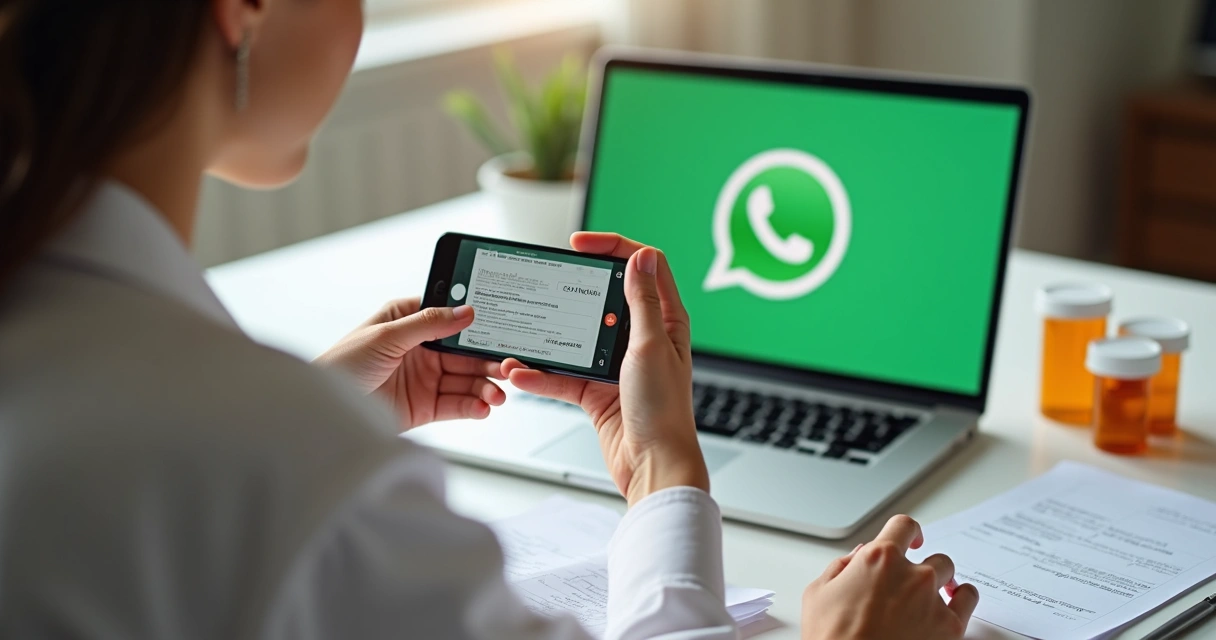 Pessoa tirando foto de receita médica com o celular para envio seguro 