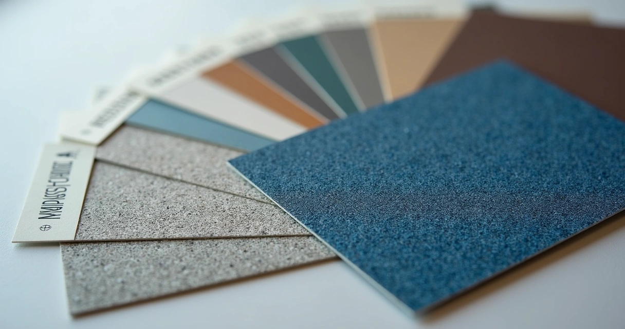 Epoxy floor color samples in a fan arrangement