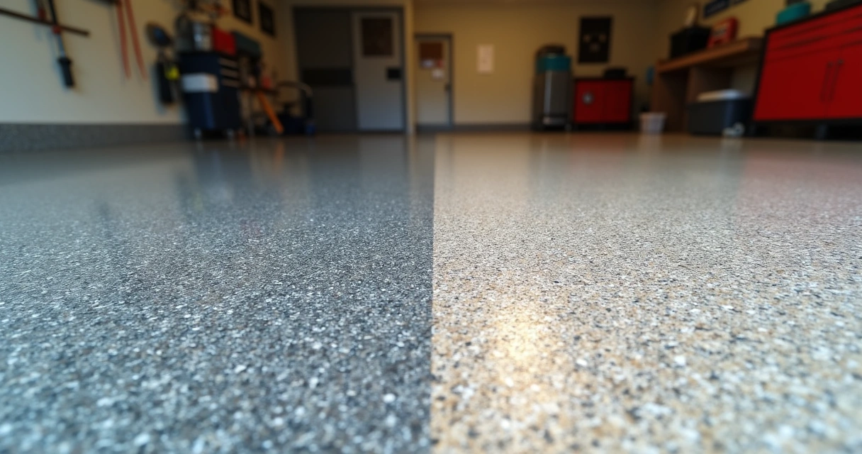 Epoxy floor with rough and gritty texture 