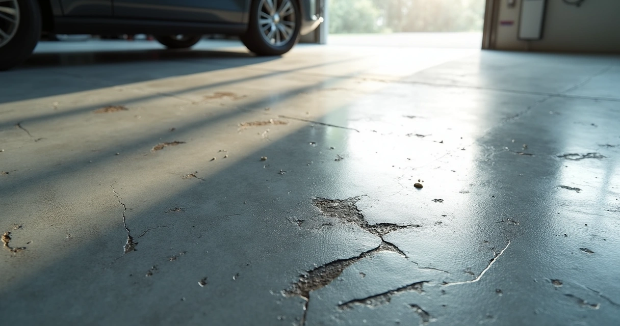 Close-up view of scratches on epoxy floor surface 